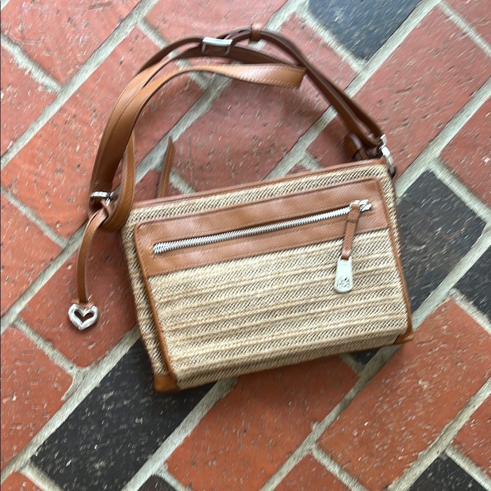 Tan and Brown Woven Shoulder Bag